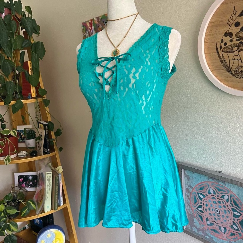 teal lingerie dress 👗